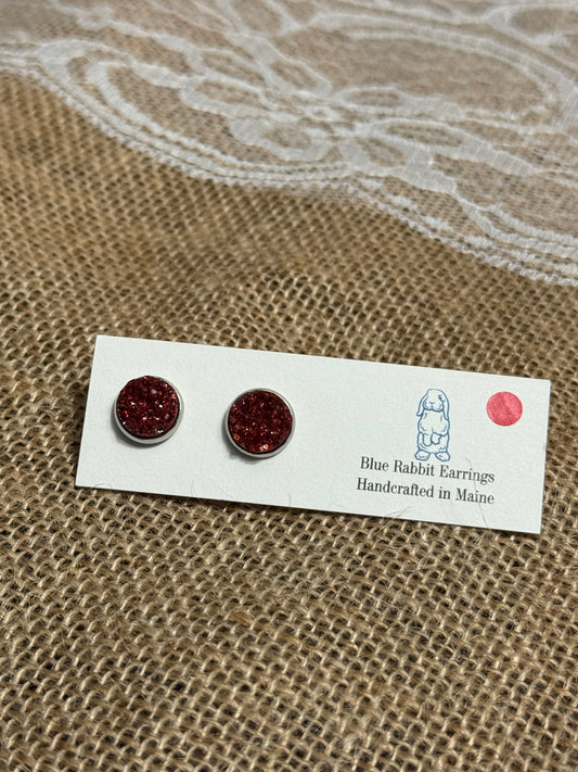 Red Druzy Studs 10mm