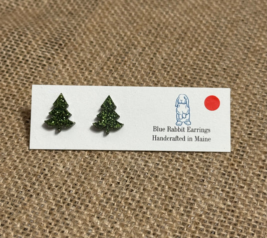 Acrylic Green Tree Studs