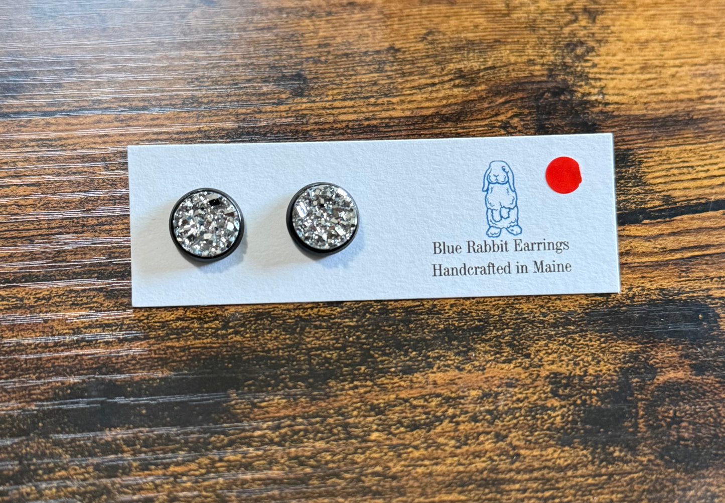 Metallic Silver Druzy Studs 10mm