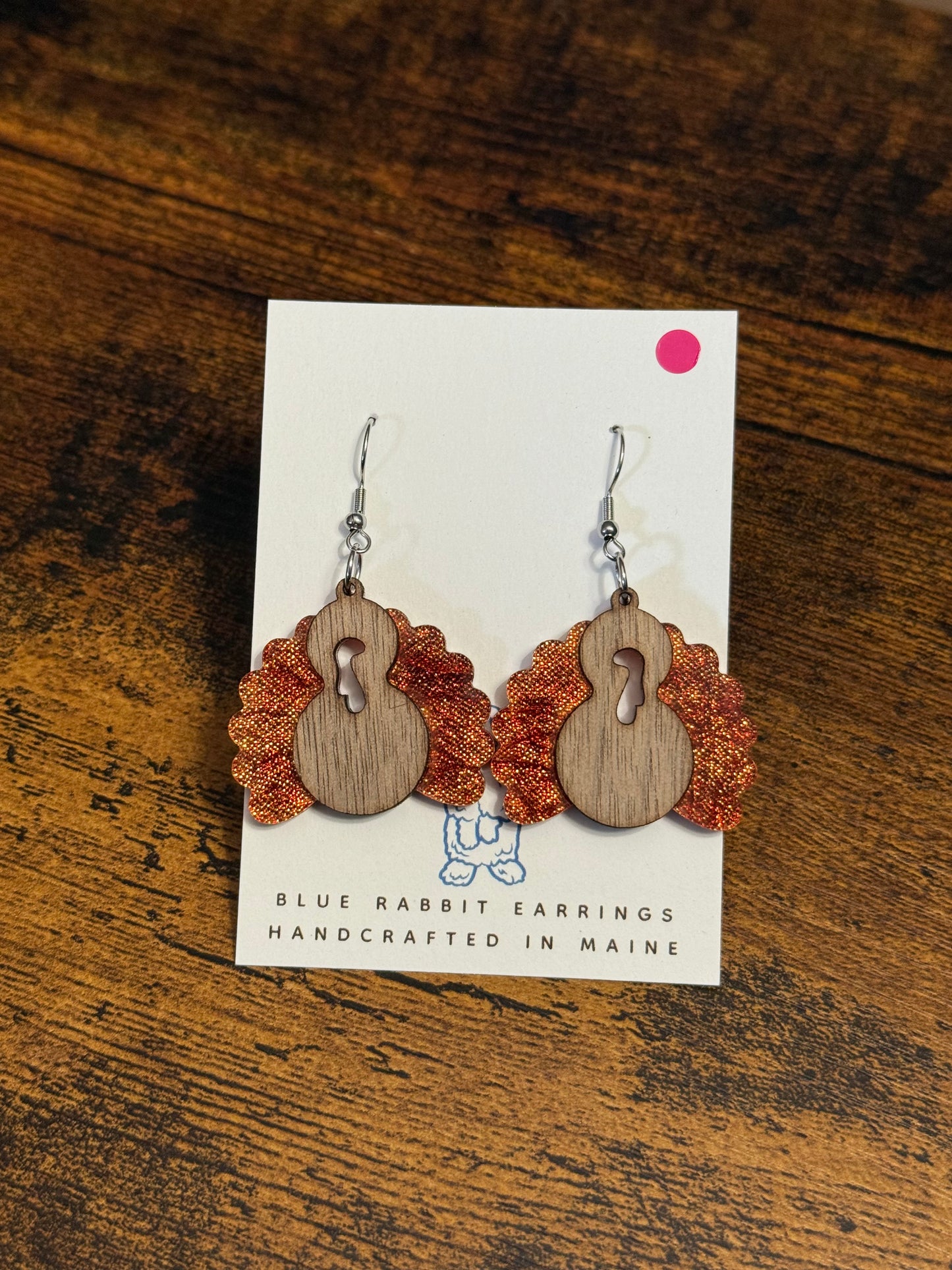Acrylic Orange Turkey Earrings