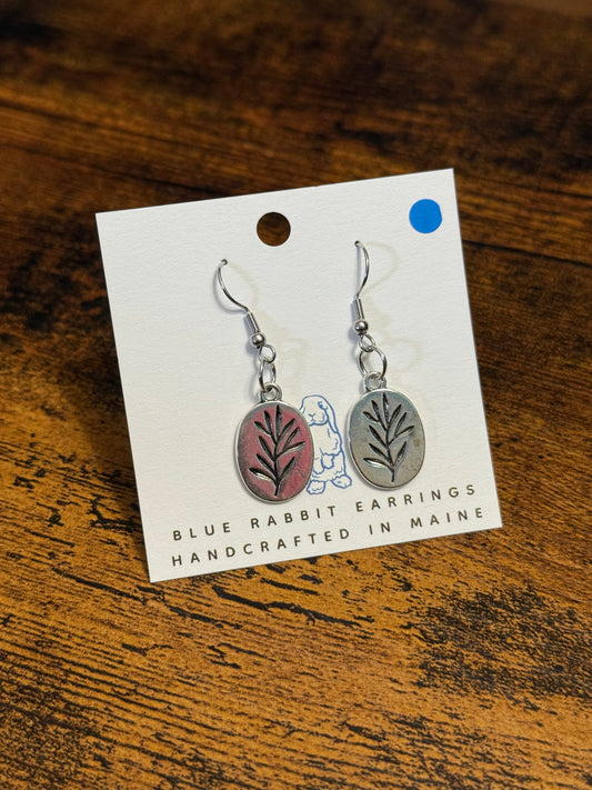 Silver Oval Floral Earrings