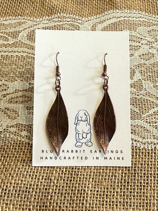 Antique Copper Leaf Earrings