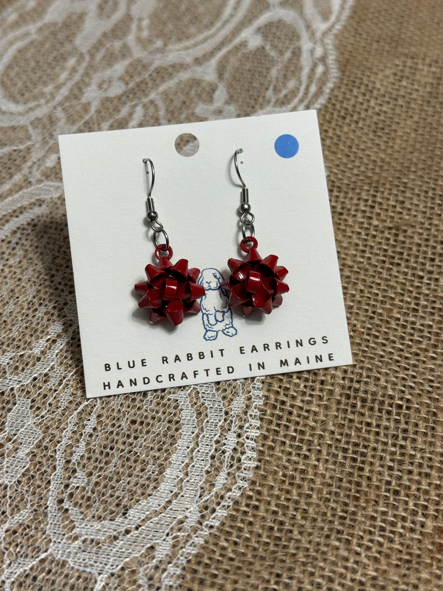 Red Christmas Bow Earrings