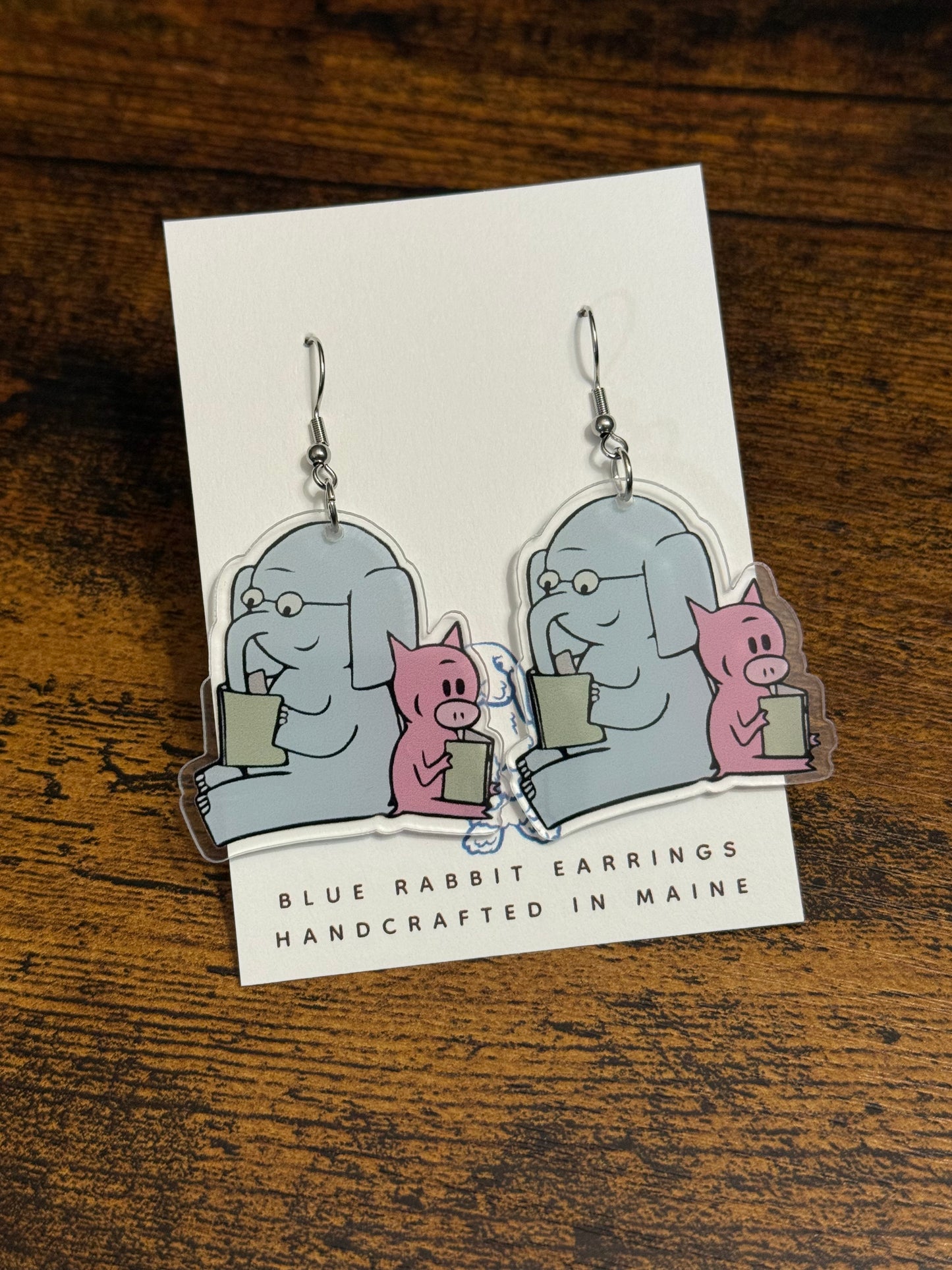 Acrylic Piggie & Elephant Earrings