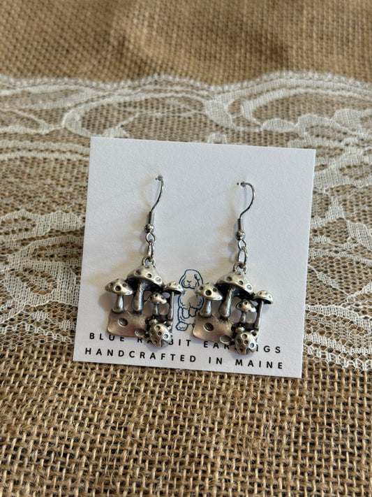 Antique Silver Mushroom Earrings