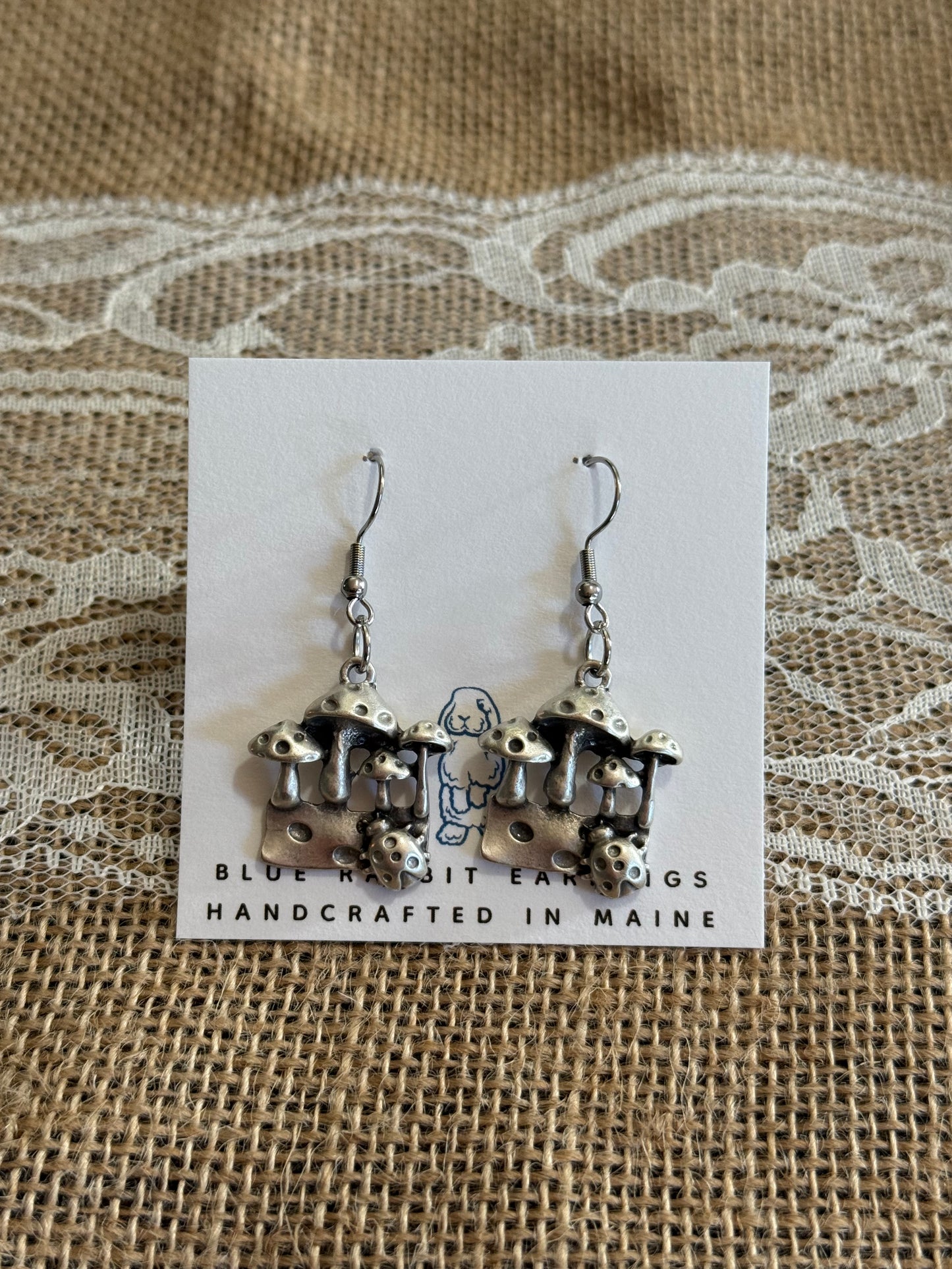 Antique Silver Mushroom Earrings