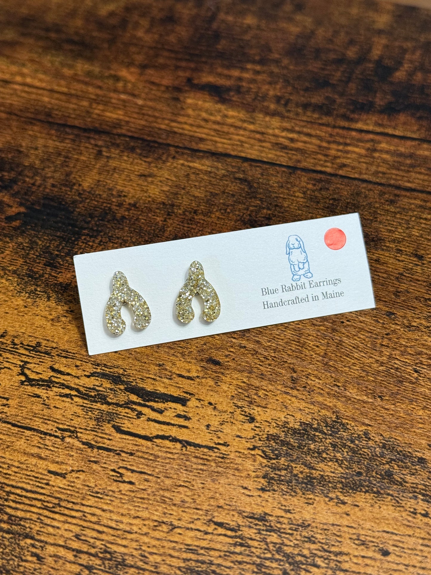 Acrylic Glitter Wishbone Studs