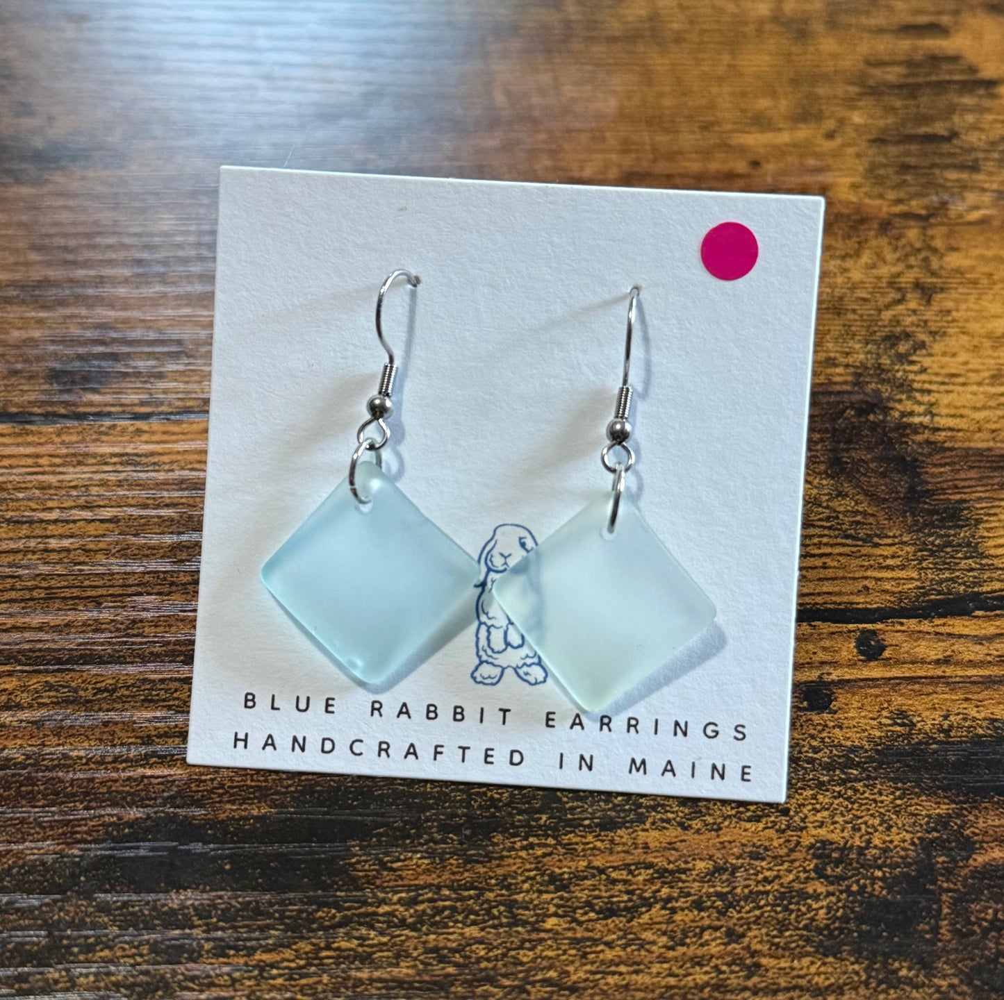 Aqua Diamond Sea glass Earrings