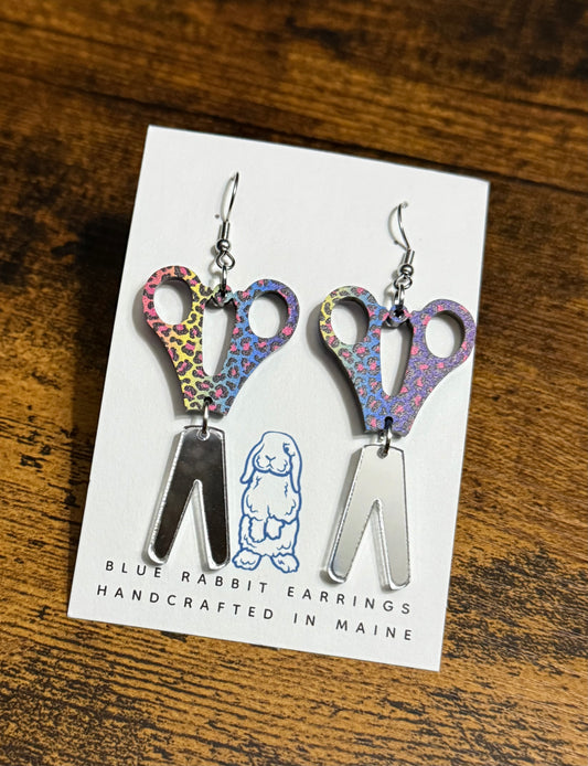 Acrylic 90’s Print Scissor Earrings