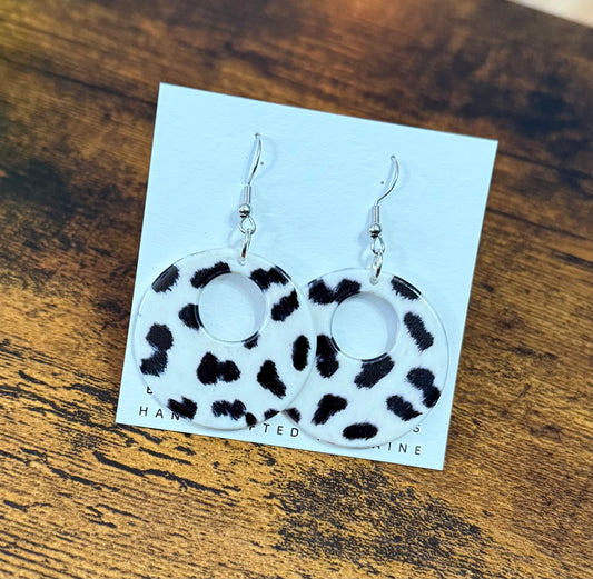 Acrylic Cow Print Hoops