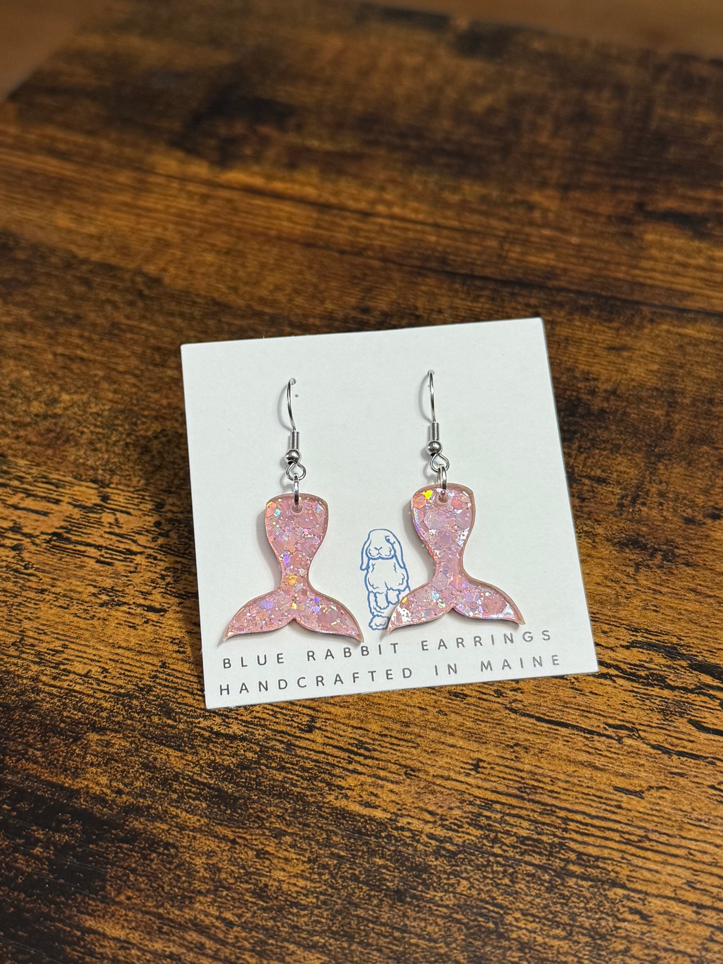 Acrylic Pink Mermaid Tail Earrings