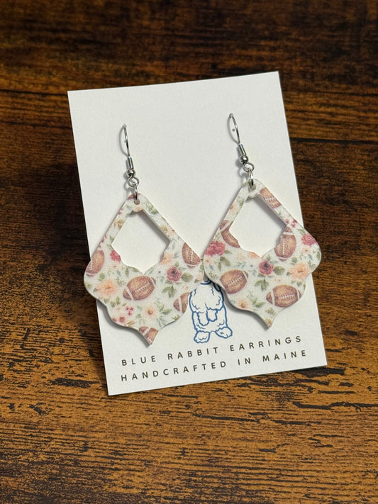 Acrylic Floral & Football Earrings
