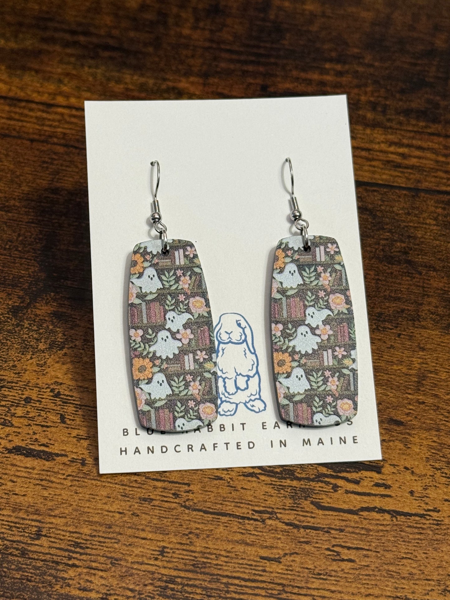 Acrylic Ghost & Book Earrings