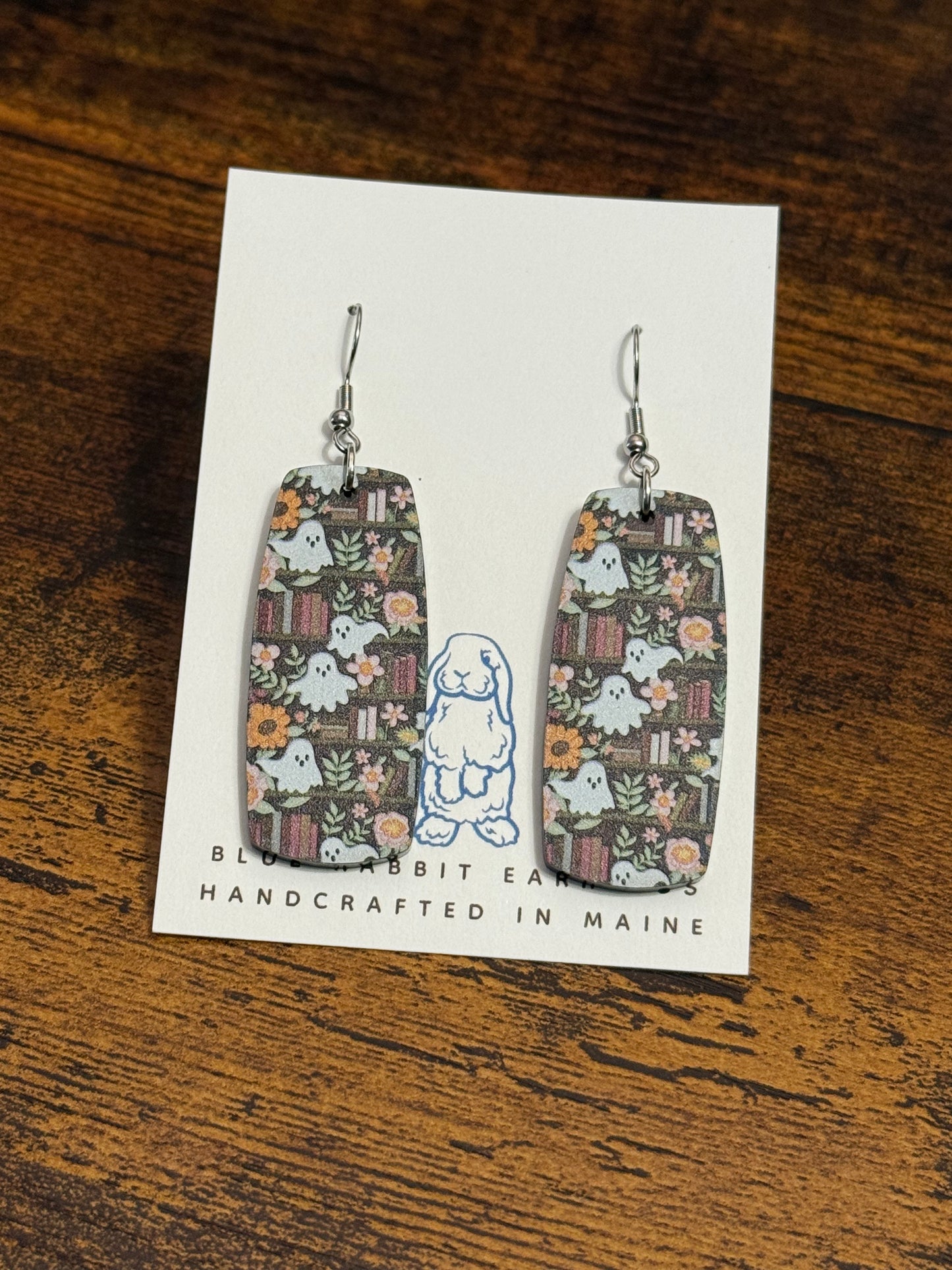 Acrylic Ghost & Book Earrings