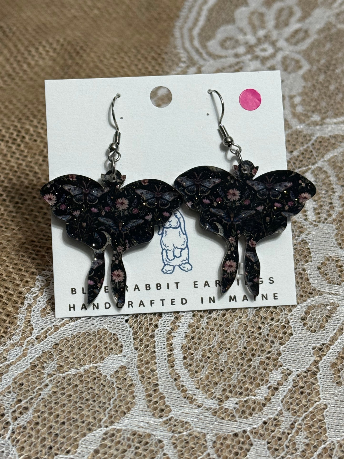 Acrylic Midnight Moth Earrings