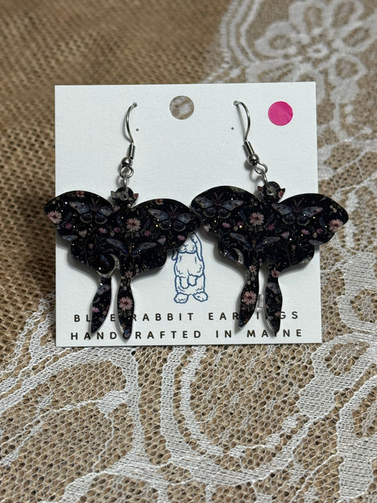 Acrylic Midnight Moth Earrings