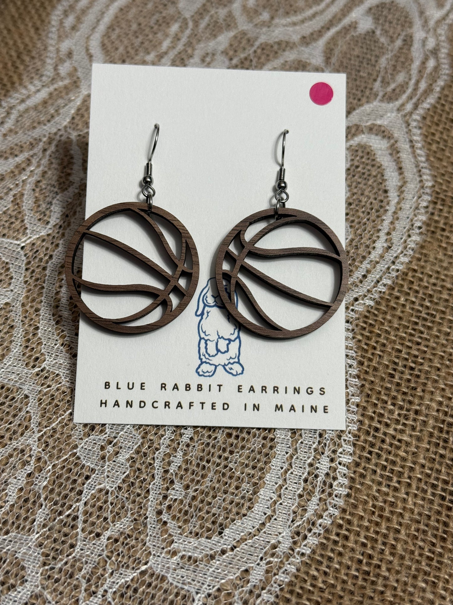 Walnut Basketball Earrings