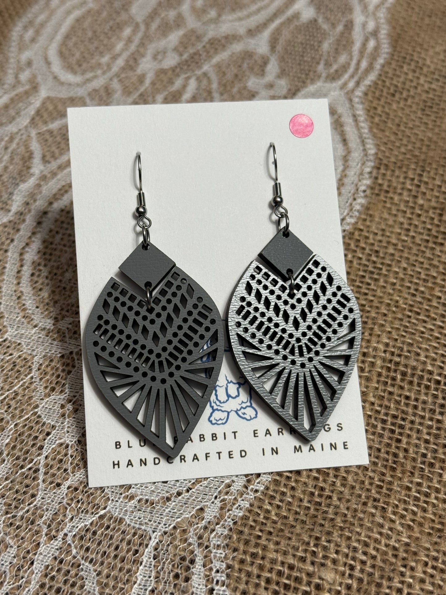 Gray Wood Earrings