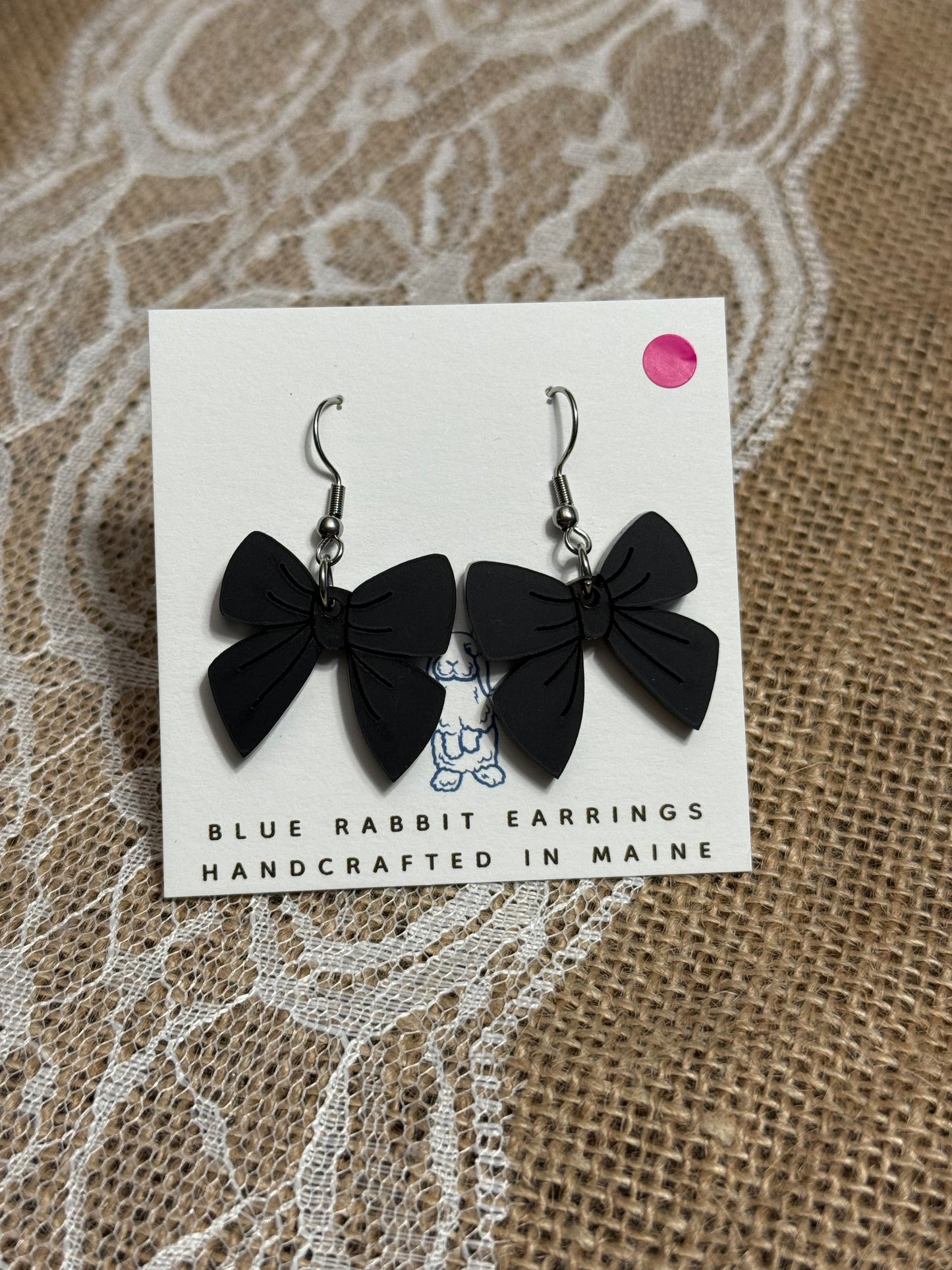 Acrylic Black Bow Earrings