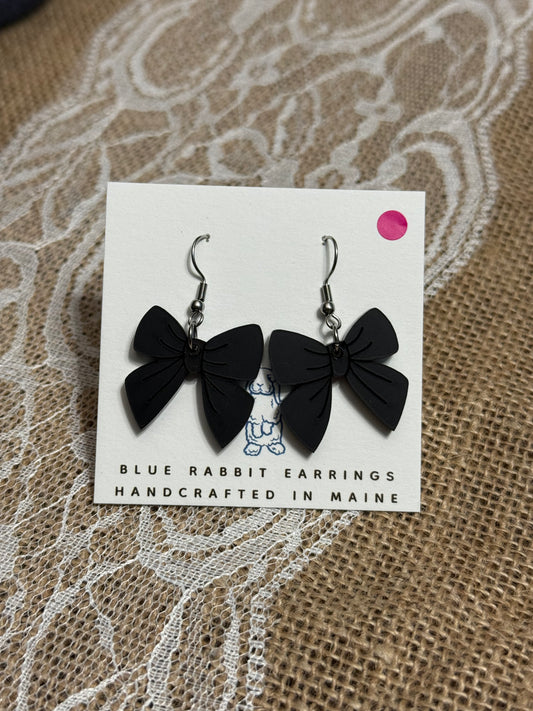 Acrylic Black Bow Earrings