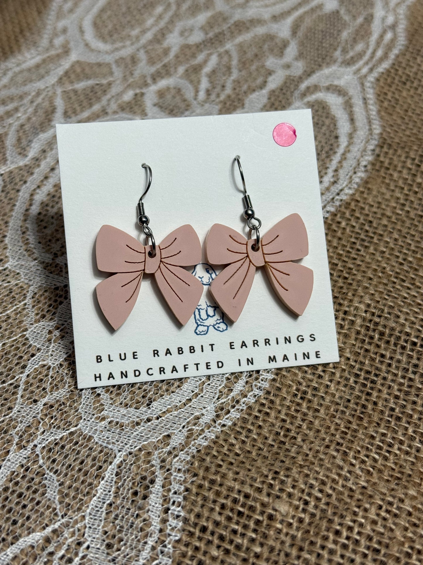 Acrylic Blush Bow Earrings