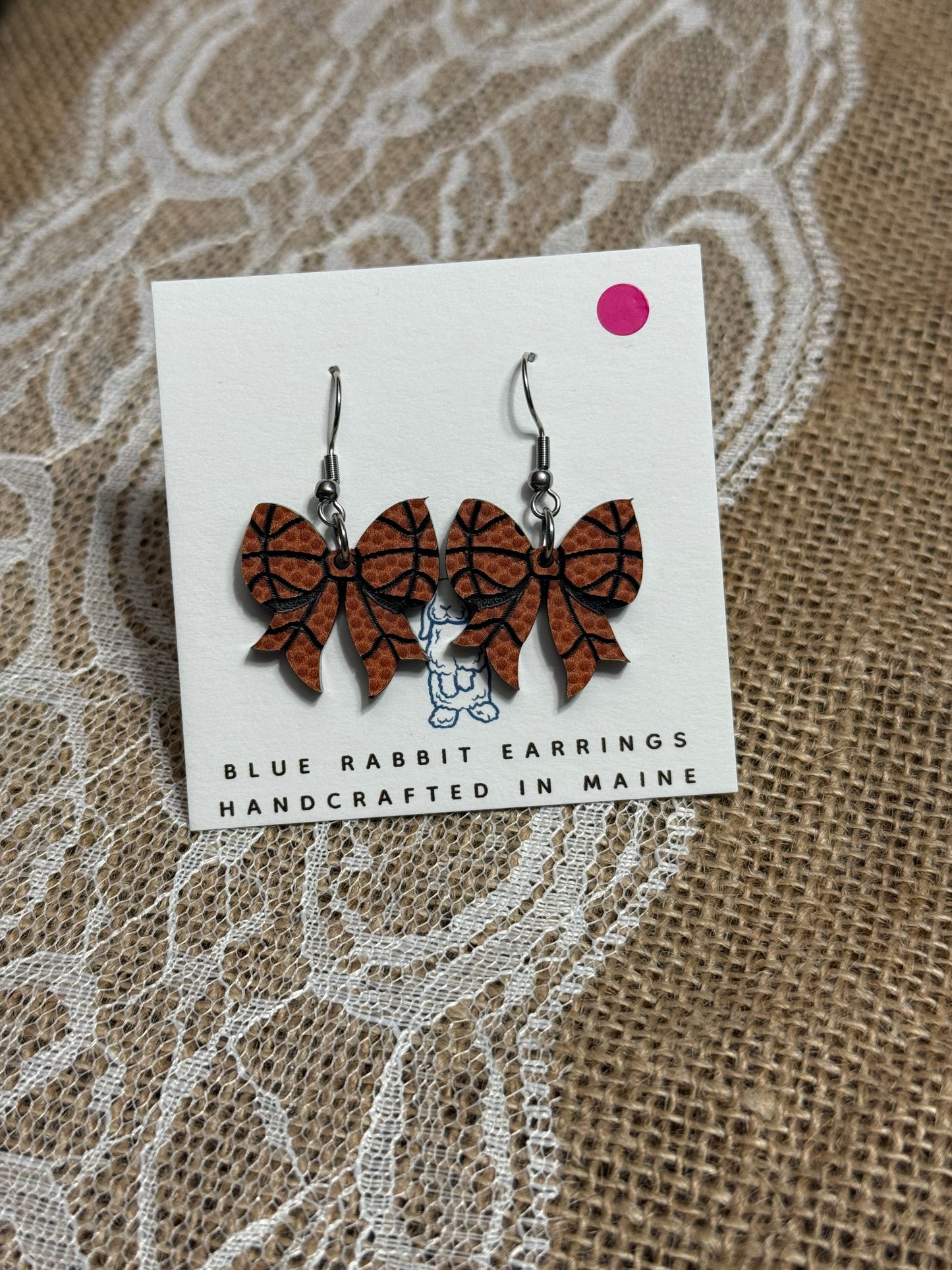 Acrylic Basketball Bow Earrings