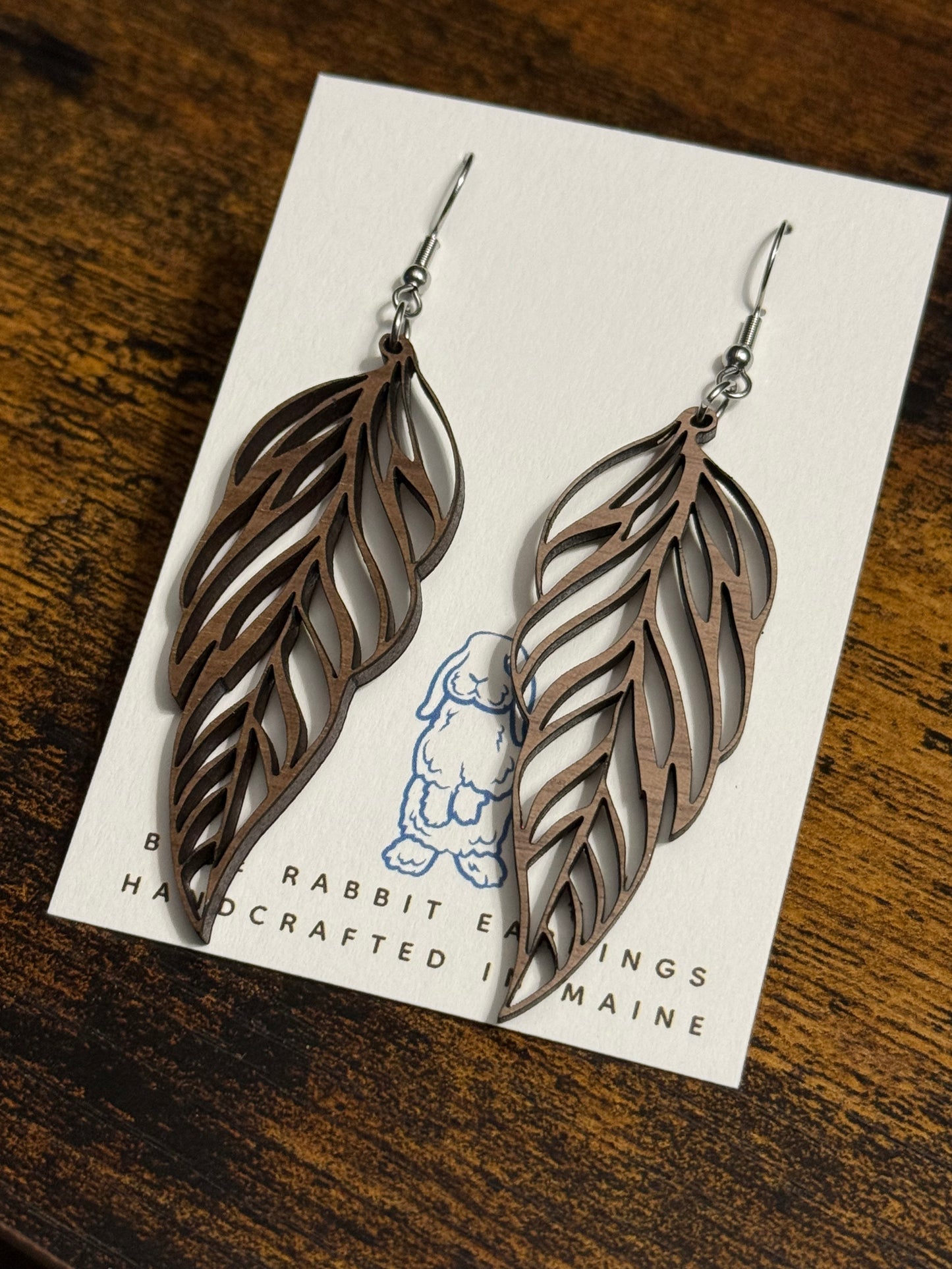 Walnut Feather Earrings