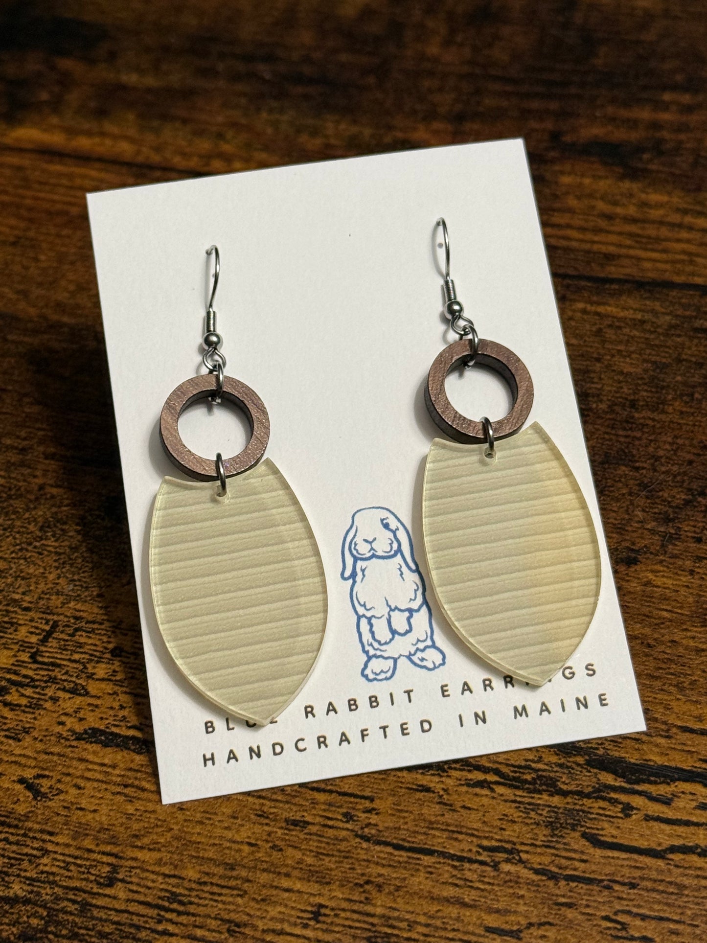 Acrylic Cream Strip Earrings