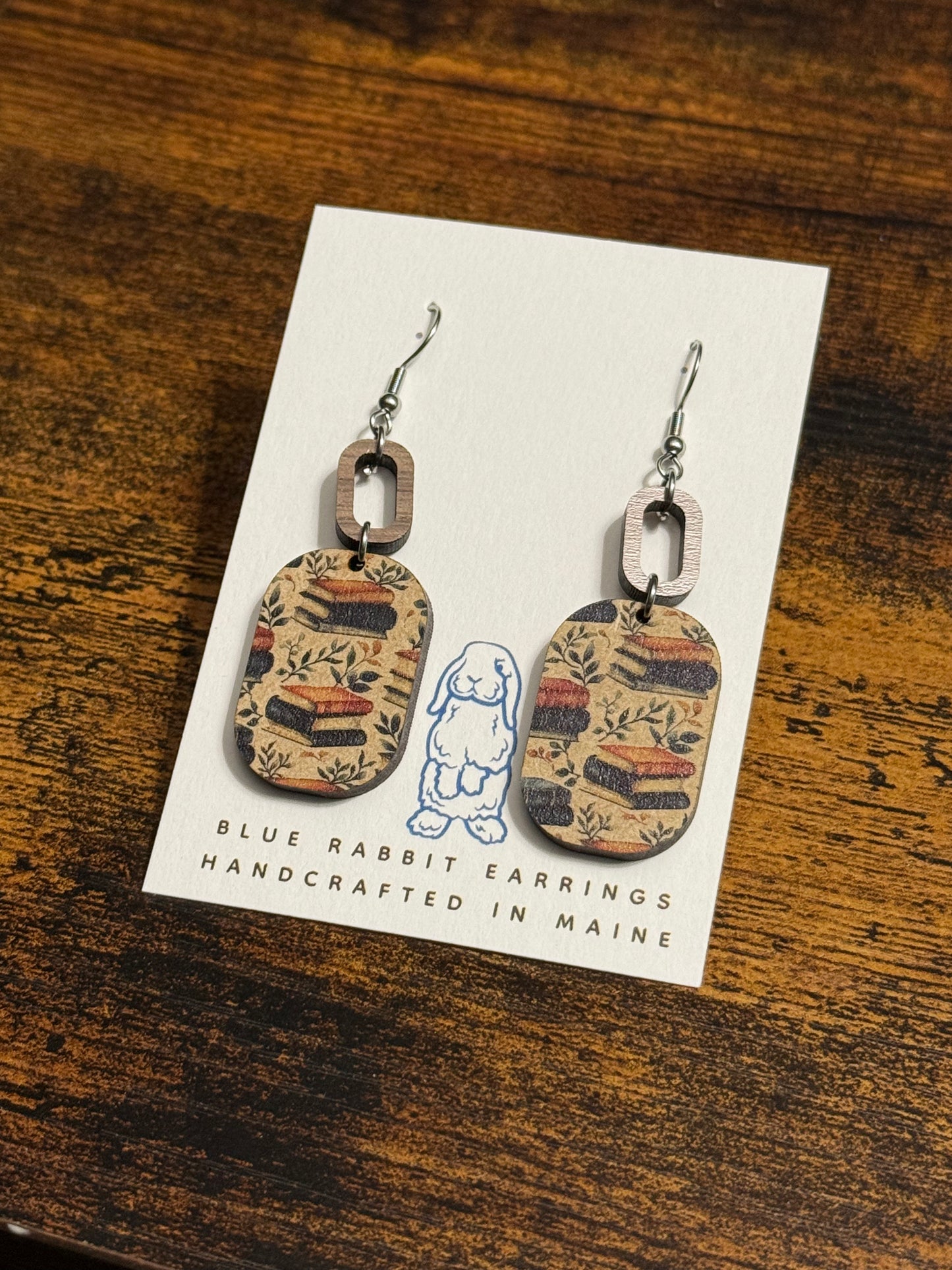 Walnut Book & Vine Earrings