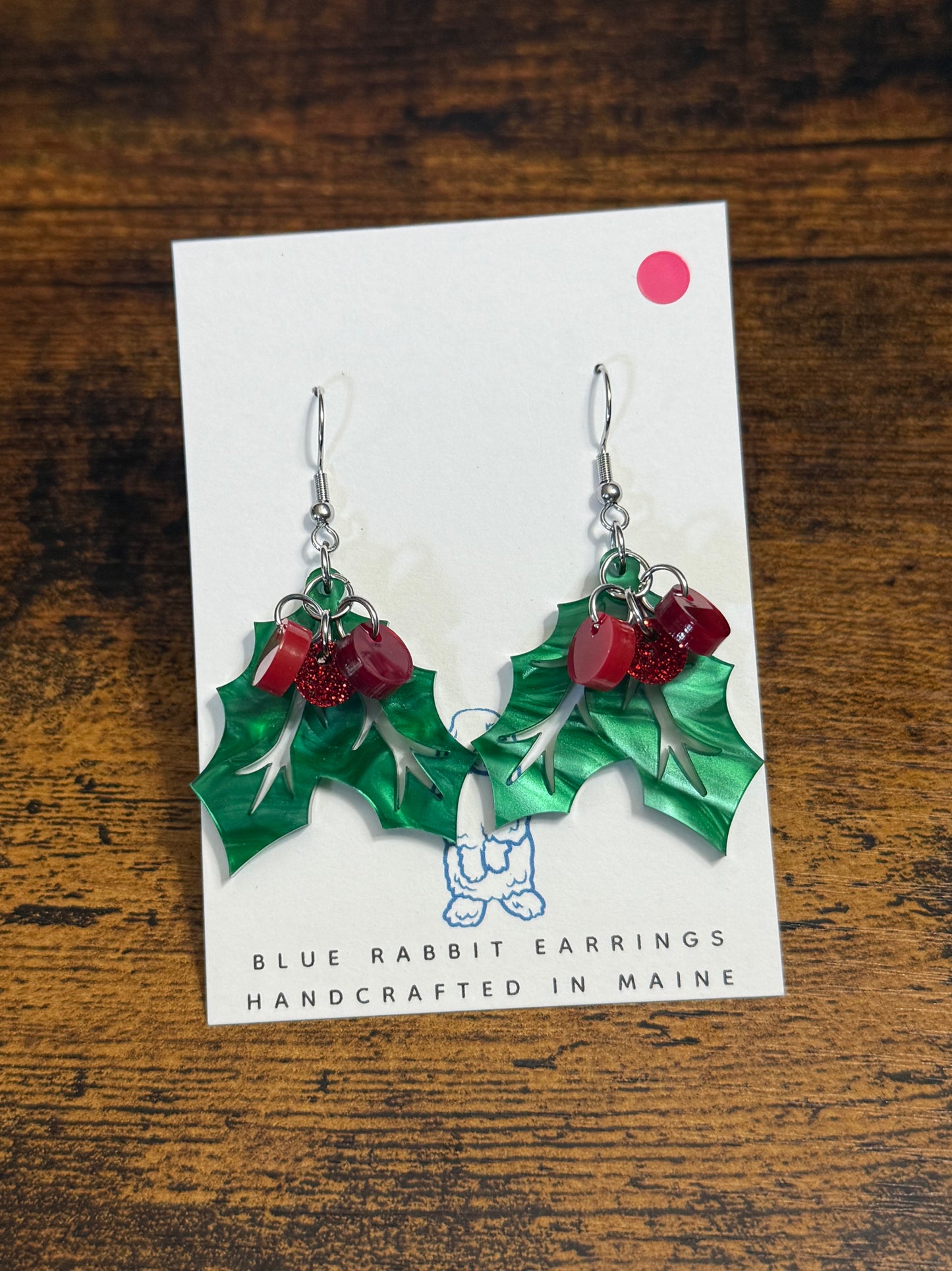 Acrylic Holly Earrings