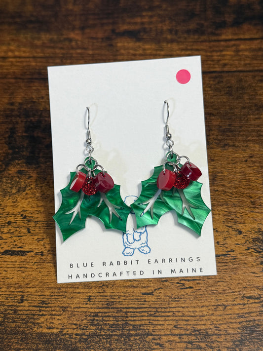 Acrylic Holly Earrings