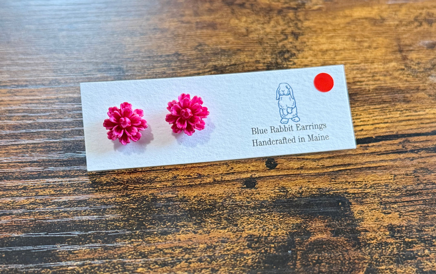 Magenta Flower Studs 11mm