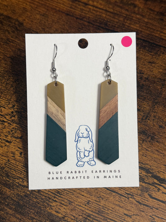 Resin Teal & Green Earrings