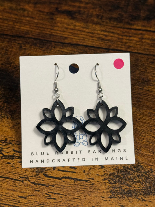 Acrylic Black Arabesque Tile Earrings