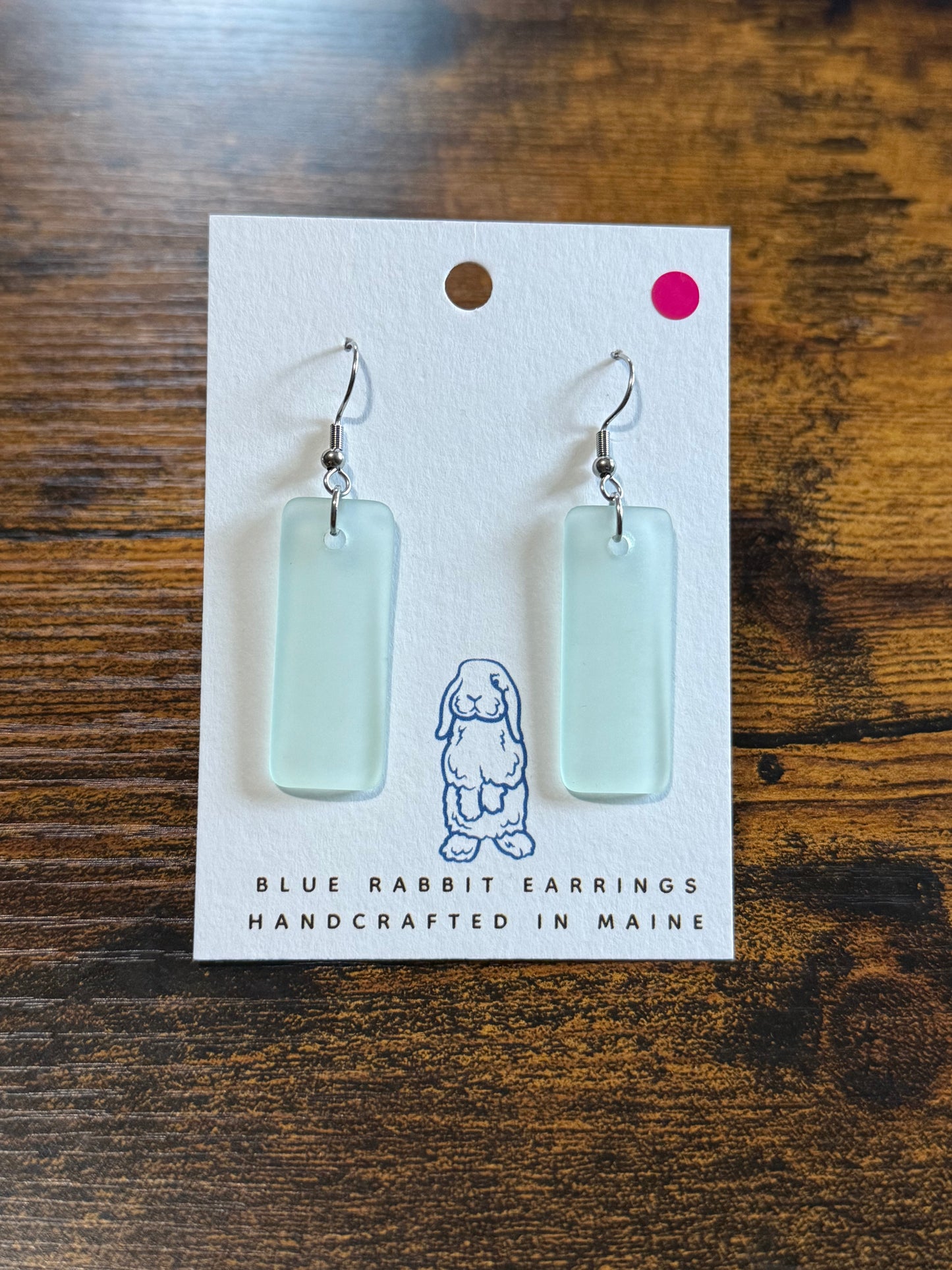 Sea Foam Rectangle Sea Glass Earrings
