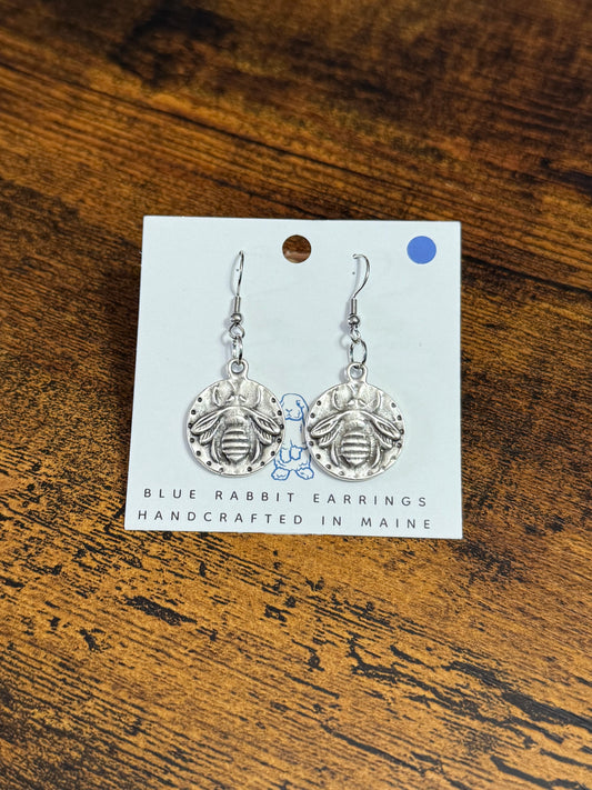 Antique Silver Bee Earrings