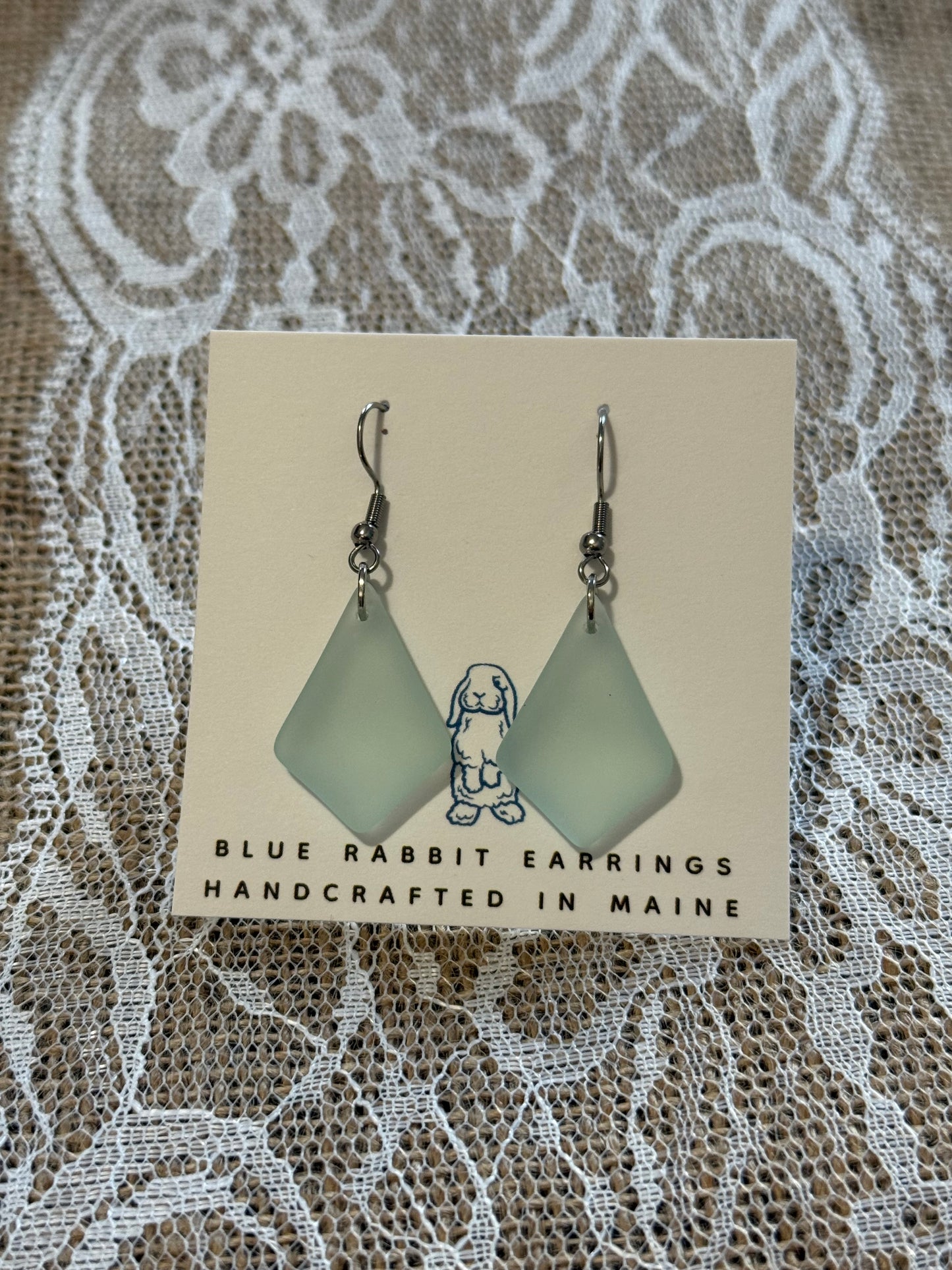 Sea Foam Diamond Sea Glass Earrings