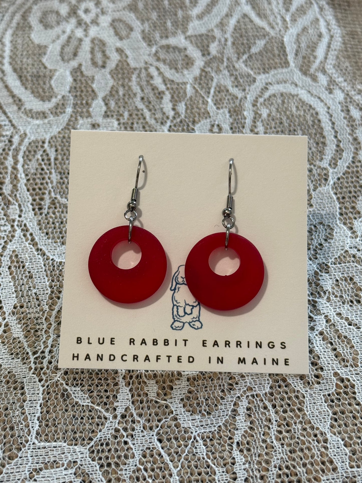 Cherry Red Sea Glass Earrings