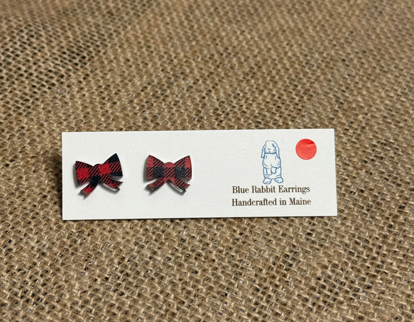 Acrylic Buffalo Plaid Bow Studs