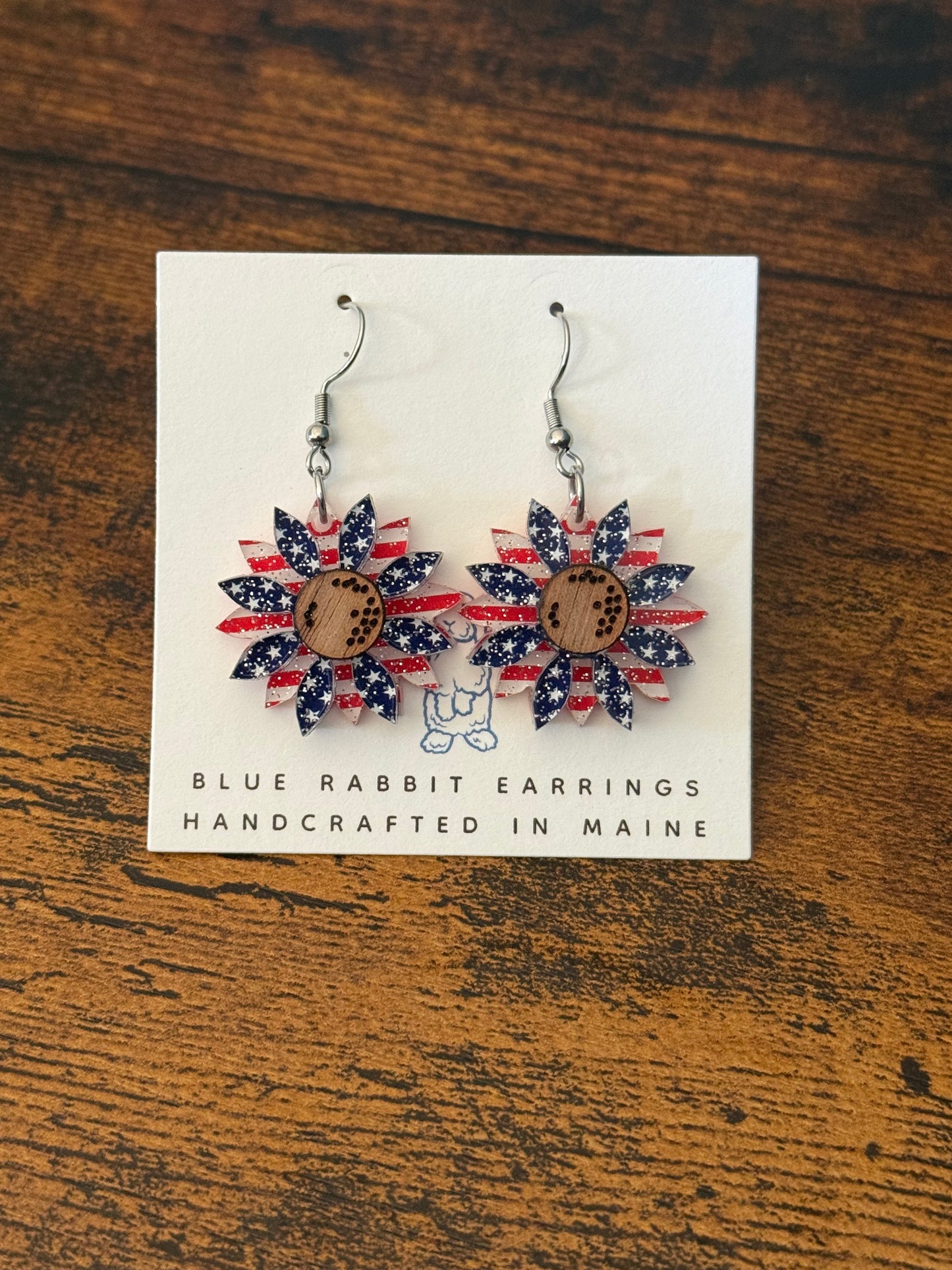 Acrylic Stars & Strips Sunflower Earrings