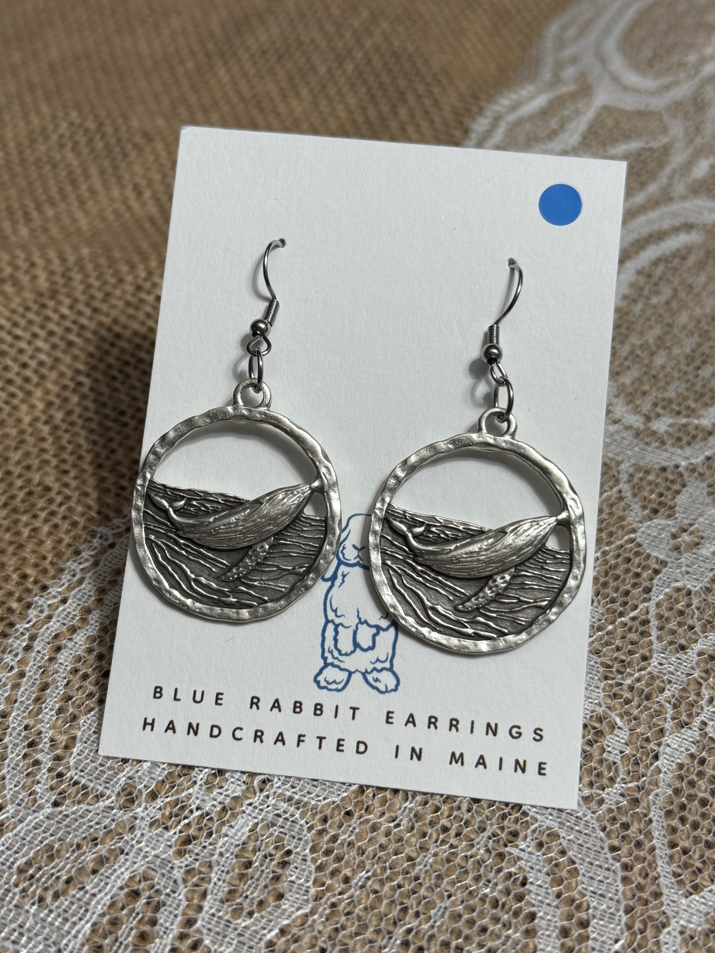 Antique Silver Whale Earrings