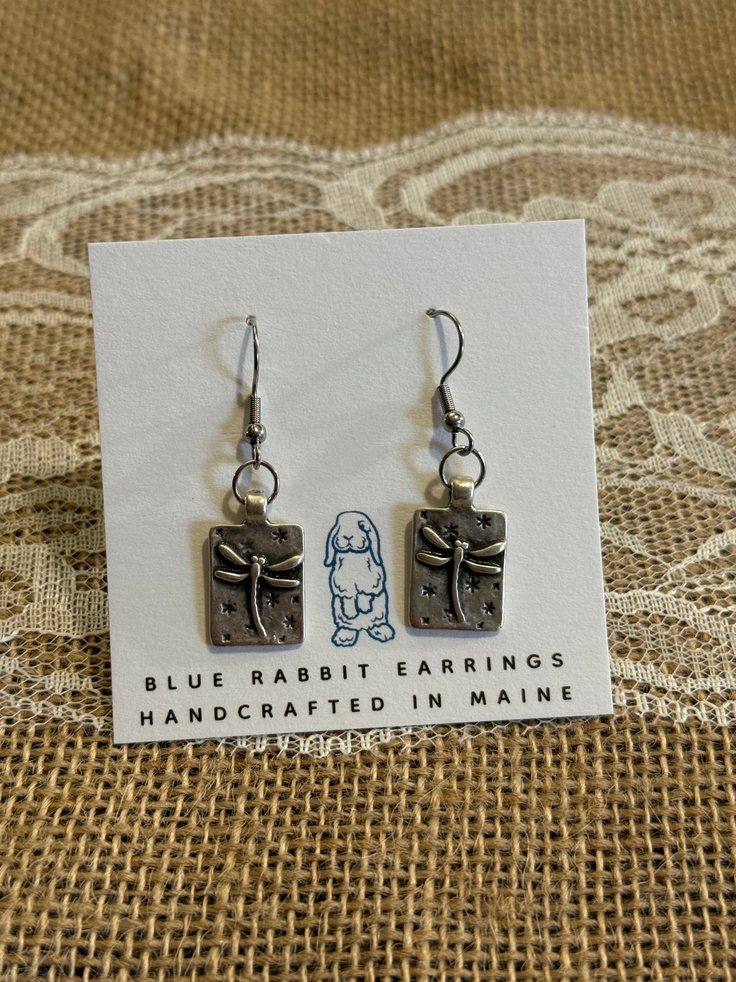 Antique Silver Dragonfly Earrings