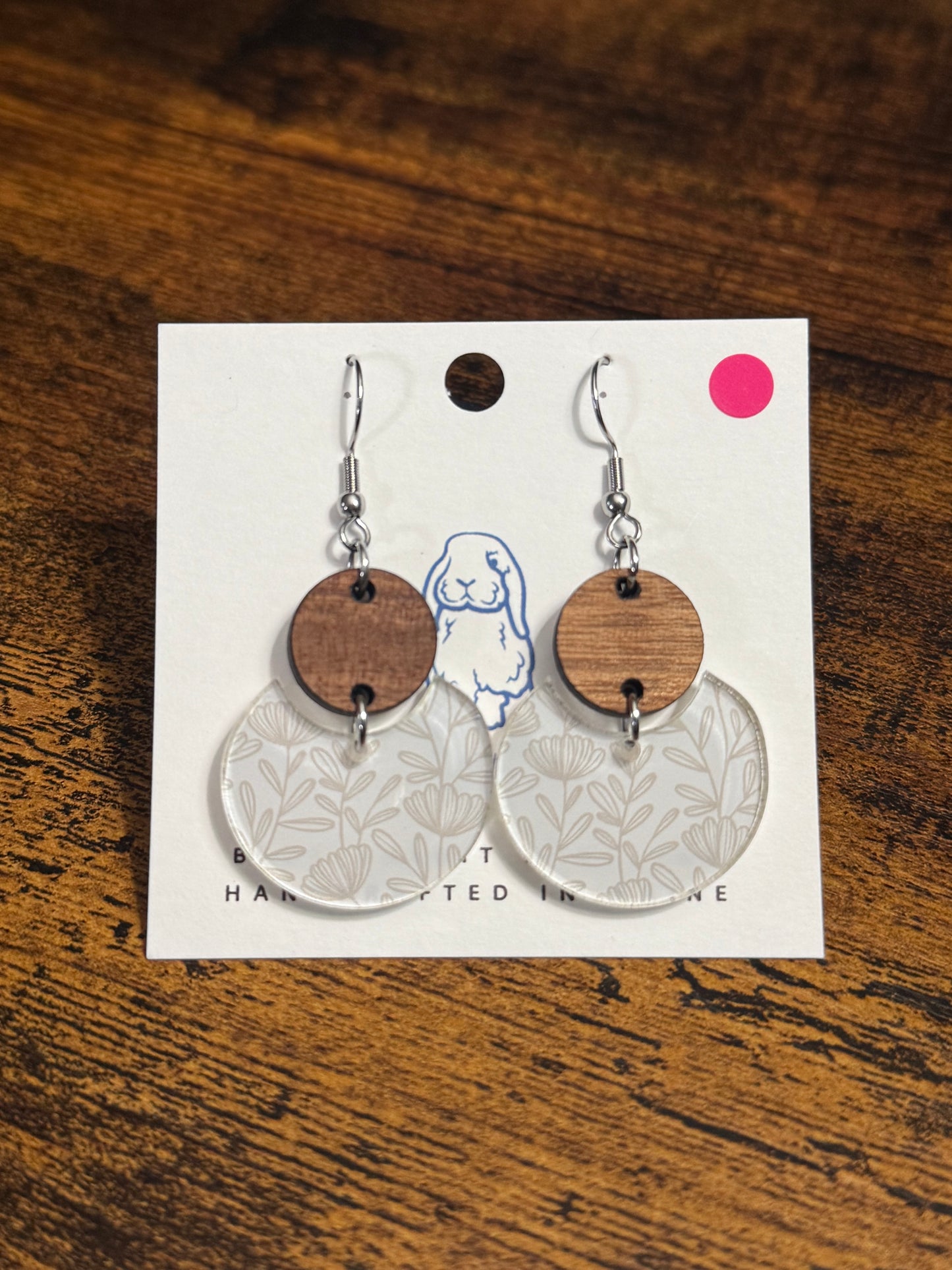 Acrylic Tan Floral Earrings