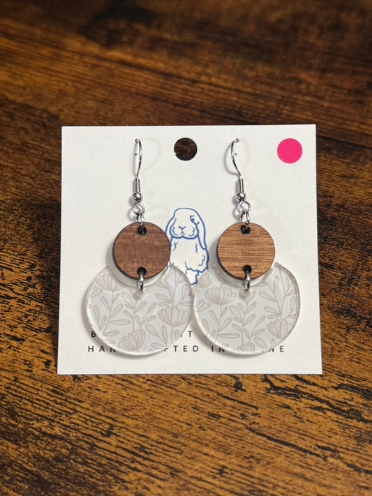 Acrylic Tan Floral Earrings