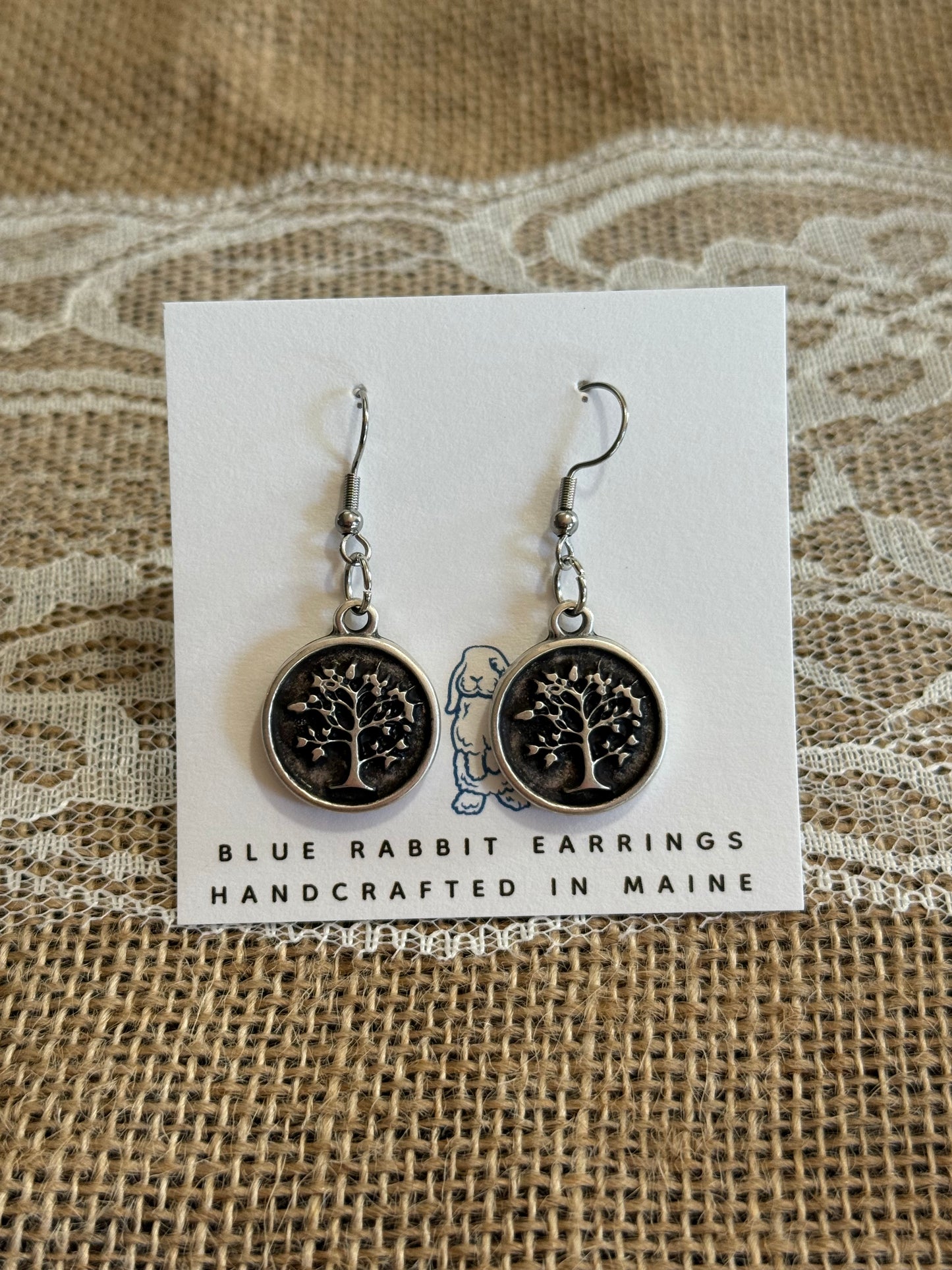 Antique Silver Tree Earrings