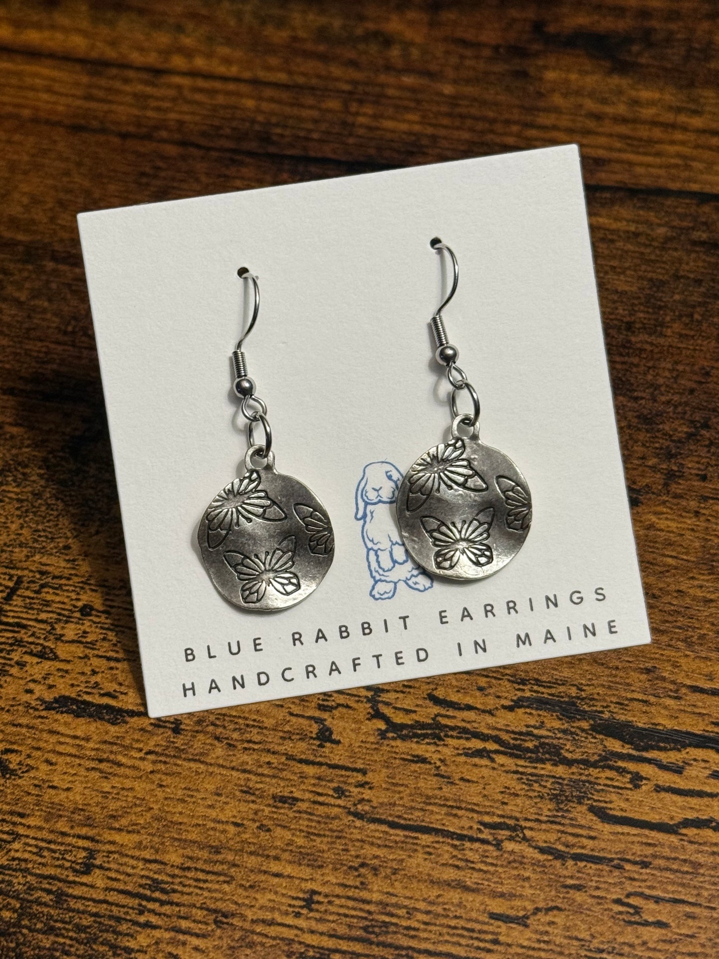 Antique Silver Butterfly Earrings