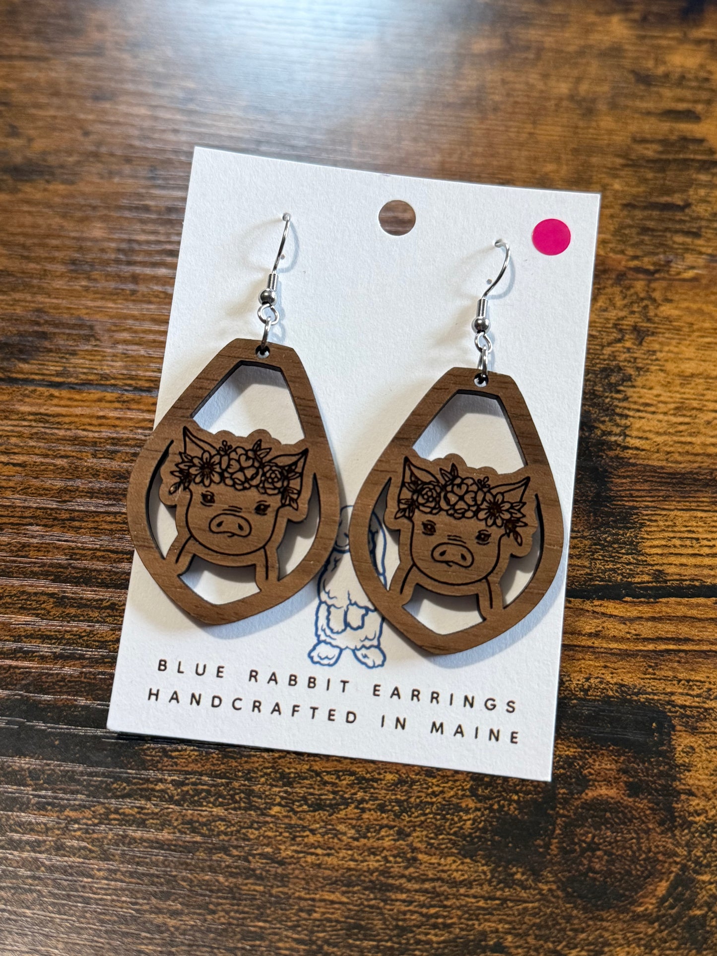 Walnut Pig Earrings