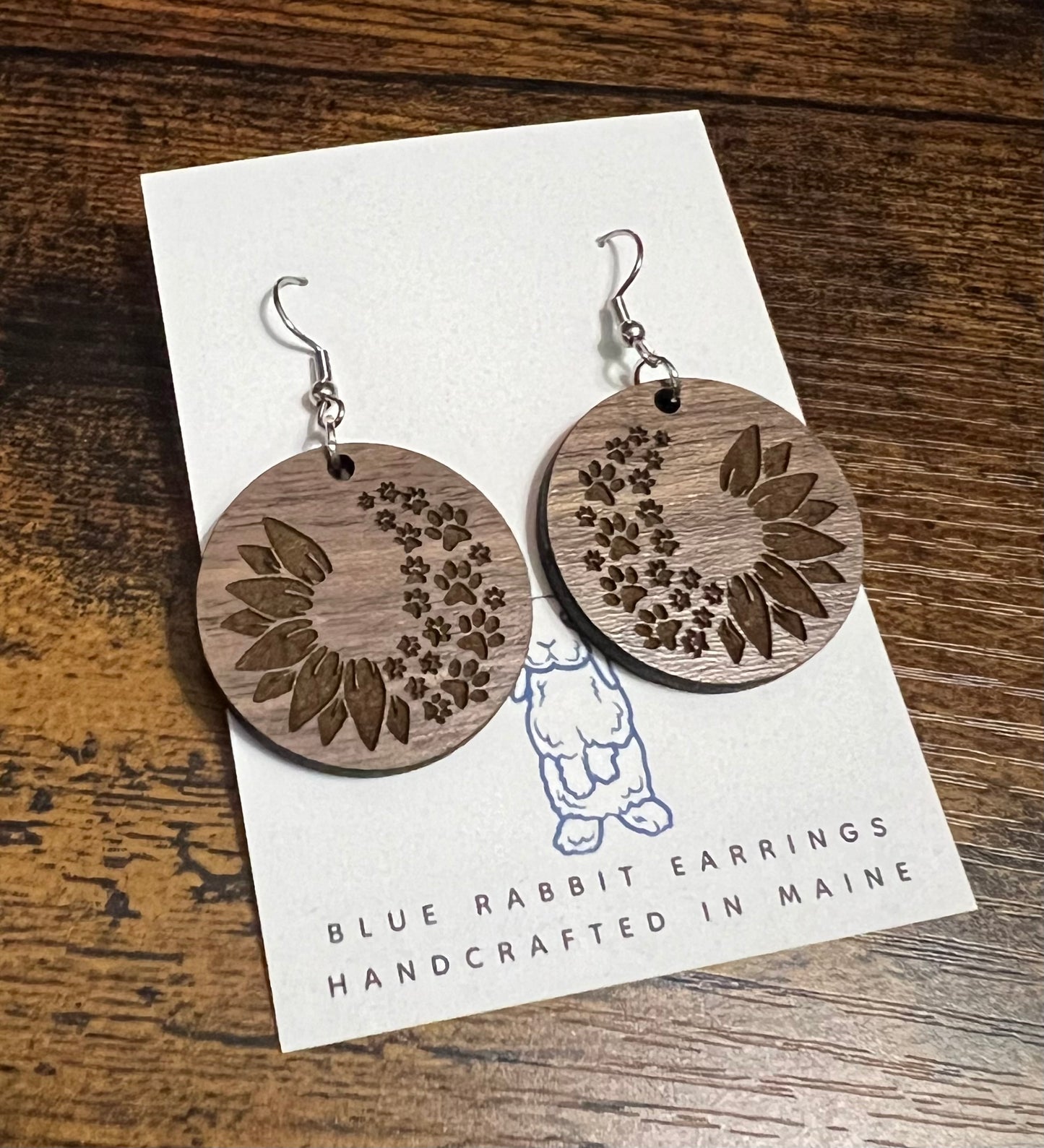 Walnut Paw Print Earrings