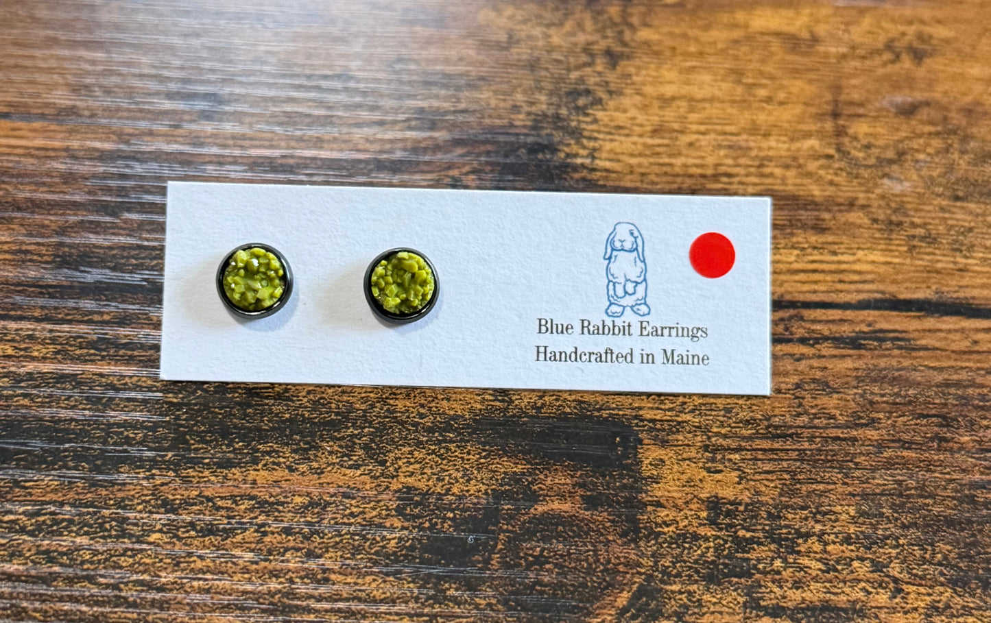 Olive Green Druzy Studs 8mm