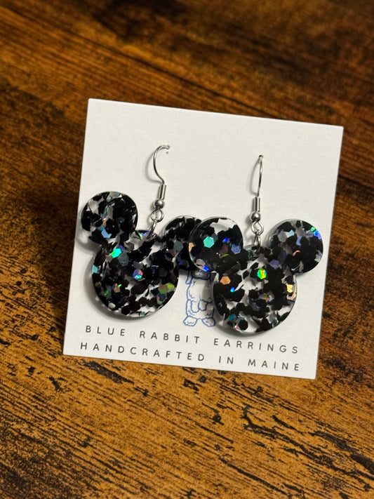Acrylic Glitter Mouse Earrings
